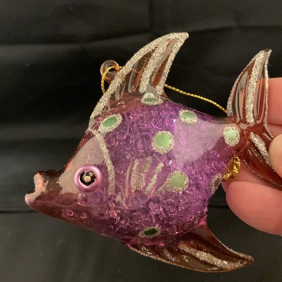 🎄Set Of 5 Hand Blown Glass Fish Christmas Ornaments - Picture 5 of 16